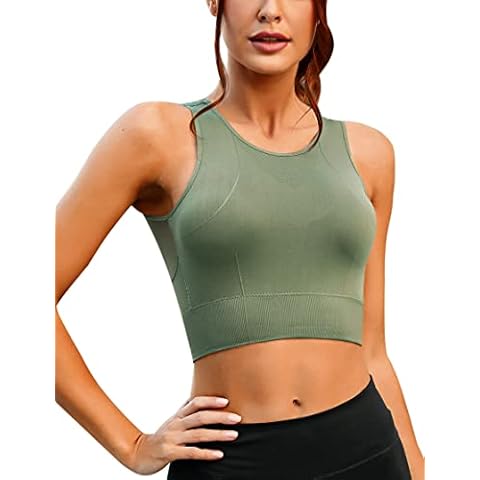 Sumeyuyu Women's Sports Bra Strong Hold Support Bra Without Underwire Padded Fitness Running Jogging Yoga Bra, Green, HH-H Cover