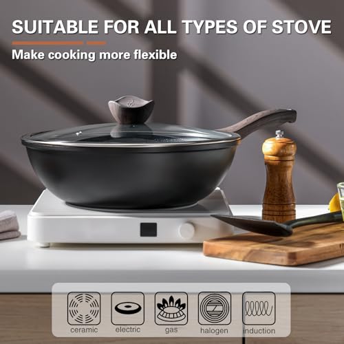 Wok 30 cm induction antiadhésif pierre, sans PFOA Kordisen – Image 2