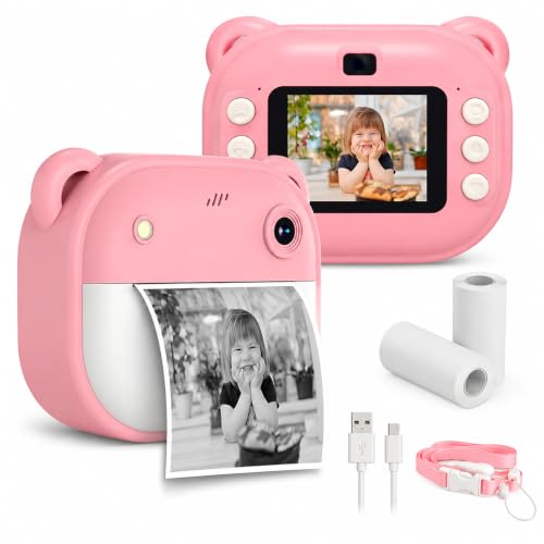 Image of Instant Print Kids Camera with Thermal Paper - HD Digital Camera for Children | Safe, Rechargeable, Selfie & Video | Fun Gift for Boys & Girls (Pink)