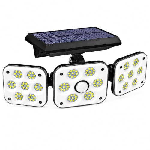 Image of WIDEWINGS 138 LED Solar Lights Outdoor, Motion Sensor Solar Light with 3 Adjustable Heads, 270 Wide Angle, IP65 Waterproof, Solar Wall Light for Garden, Yard, Garage & Porch