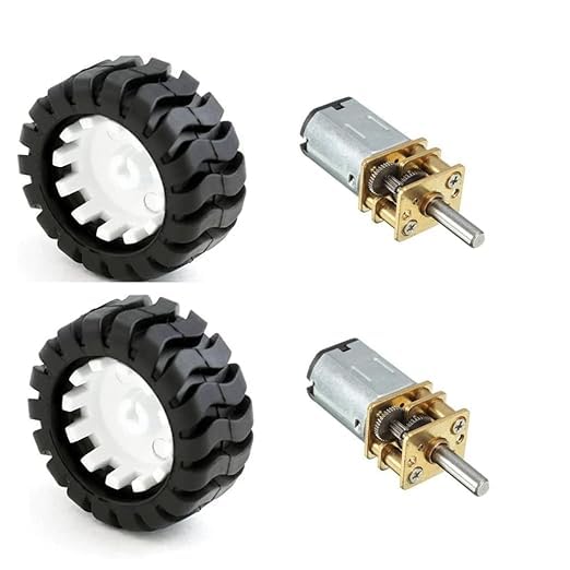 Yuth Trading Company dc n 20 motor 3.7v-6v 100 rpm micro metal gear motor with 43mm wheel for rc robot toys diy (2 set)-metal gearbox-ideal for making robots-image-38