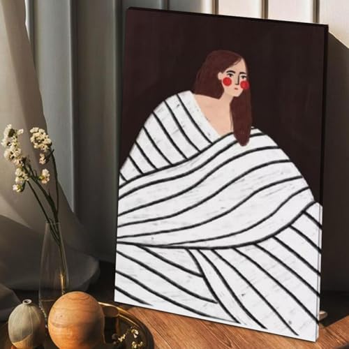 Toile femme aux lignes déco murale salon chambre cadre 80x110cm