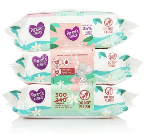 Parents Choice Fresh Scent Baby Wipes 300 Count Pink Green White Packaging