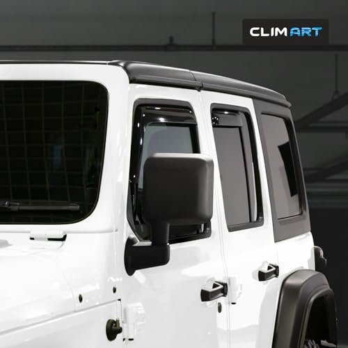 Image of CLIM ART in-Channel Incredibly Durable Rain Guards for Jeep Wrangler JK 2007-2018, Original Window Deflectors, Vent Window Visors, Vent Deflector, 4 pcs. - 607169