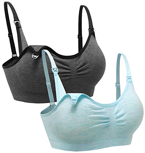 Image of Suekaphin 2PACK Nursing Maternity Bra for Pregnancy Women Breastfeeding Comfortable Sleeping with Extenders