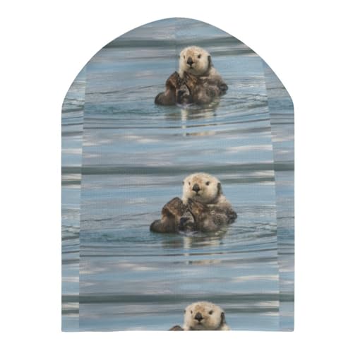 Cute Otters in The Sea Kids Beanie Hat for for Girls Boys Children Cap Winter Knitted Chemo Cancer Headwear Accessories Gifts Decoration Black3