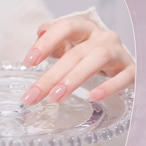 Image of GAOY Jelly Green Spring Summer Gel Nail Polish Set, 6 Transparent Colors Sheer Blue Pink Nude Soak Off UV Light Cure Gel Polish Kit for Salon and Nail Art DIY at Home