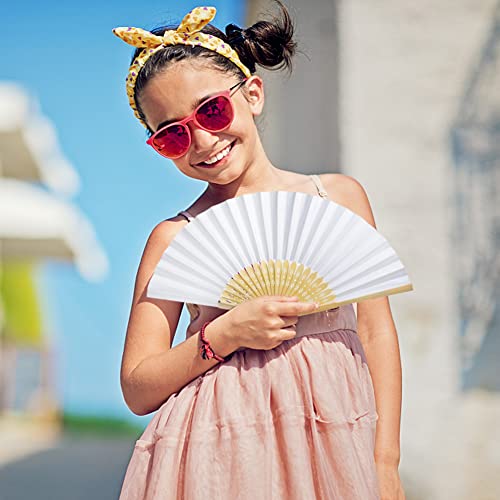 Éventails pliants blancs pour invités de mariage et fête estivale - 7