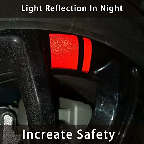 Car Wheel Rim Decal Stripes, Reflective Auto Wheel Stickers, Motor Vehicle Decoration Accessories,6Pcs (Red)