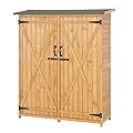 VINGLI Upgraded Outdoor Wooden Storage Shed, Extra Large Garden Shed Outside Tool Cabinet with 2 Safety Latches, Patio Storage Organizer for Garden Yard Lawn Equipment
