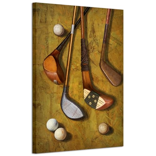 Image of KLVOS Golf Pictures Wall Decor Vintage Sports Artwork Golf Ball Canvas Art Print Home Decor Great Gift for Bedroom Man Cave Office Gym Decoration Gallery Wrap Inner Frame 24x36inch