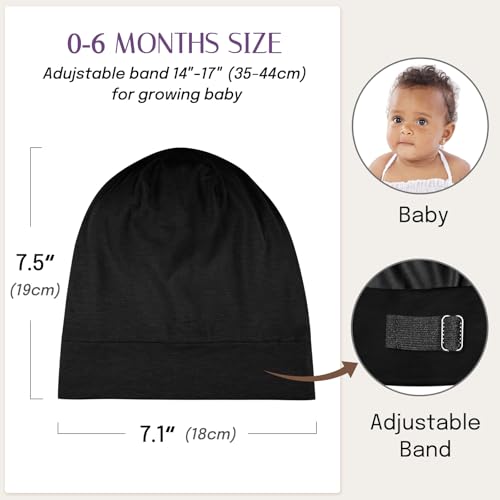 OLESILK Silk Baby Bonnet for 0-6 Months - 100% Mulberry Silk Toddler Hair Bonnet, Adjustable Night Cap for Sleeping