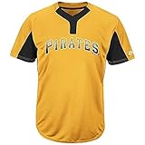 Majestic Blank Back Youth Small Pittsburgh Pirates 2-Button Placket Cool-Base Licensed Jersey...