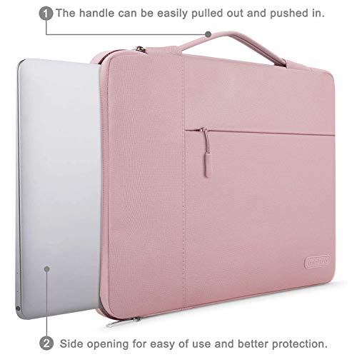 Image of MOSISO Laptop Sleeve Case with Corner Protection Compatible with 13-13.3 inch MacBook Pro, MacBook Air, Surface Laptop 3 /2 /1 13.5, Lenovo Dell Toshiba HP ASUS Acer, Polyester Briefcase Bag, Pink