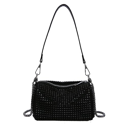 Bolso pequeño de mano Rhinestone Cylinder Crossbody para mujer miniatura 1
