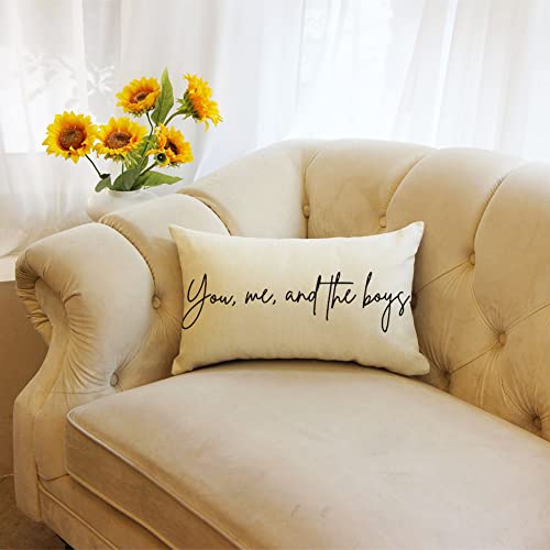 You Me And The Boys Quote Farmhouse Lumbar Pillow Covers 12 X 20 Inch Home Decorative Cushion Case For Sofa Couch Gifts Family Room Décor #TOP2