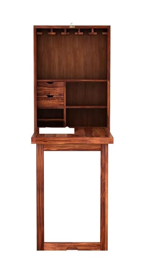 Image of WELL KNOWN Furniture Solid Wood Bar Cabinet for Home | Wall Hanging Design Mini Bar & for Living Room (Natural) (Nature) bar Cabinet for Home