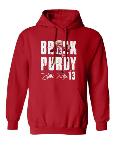 superhotapparel San Francisco Quarterback Football Player Purdy Unisex Hooded Sweatshirt (Red, X-Large)