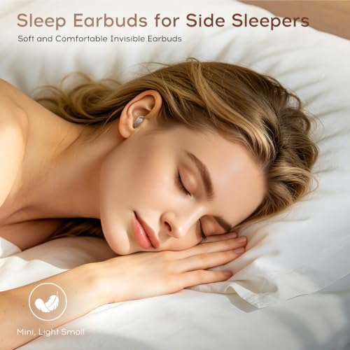 Niecase Sleep Earbuds Bluetooth 6.0 - Invisible Sleep Earbuds for Side Sleepers,Noise Blocking Wireless Sleeping Headphones with LED Display (Beige) — view 2