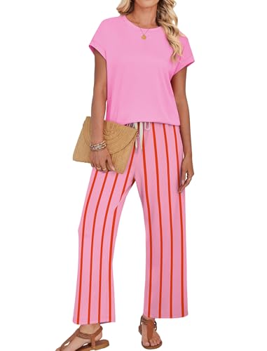 Image of WIHOLL Two Piece Sets for Women Summer Spring Outfits Lounge Sets Beach Vacation Clothes Airport Travel Matching Clothing