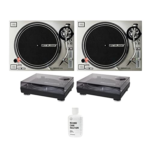 Reloop Rp-7000 Mk2 Professional Upper Torque Turntable System (Pair) Bundle With Reloop Dust Covers And Knox Gear Vinyl Record Care Solution (5 Items) #TOP26