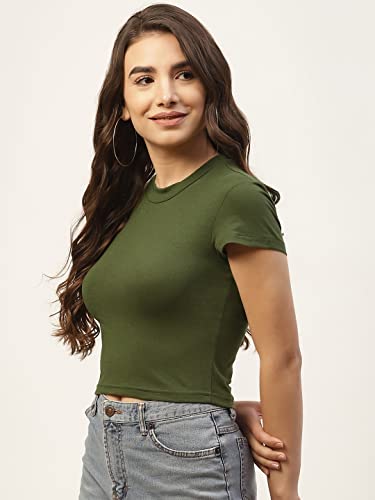 Image of Women Solid Super Soft streachable Cotton Lycra Blended Crop Top