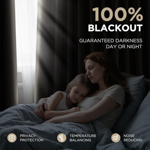 Image of Joydeco 100% Blackout Curtains Velvet Black Out Curtain 72 Inch Drapes | for Bedroom Living Room, Heat and Light Blocking, Thermal Insulated Luxury Heavy Duty Curtain 2 Panels Back Tab&Rod Pocket