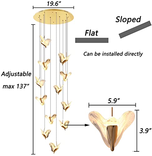 Dolria Led Bubble Crystal Chandeliers For Entryway Living Room High Ceiling Chandelier Butterfly Ceiling Pendant Lights Lighting Fixture Modern Dining Room Hallway Staircase Lights Led Dimmable Light #TOP2