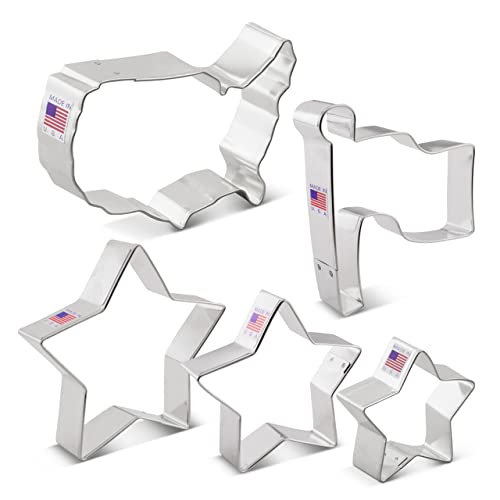 4Th Of July Memorial Day Patriotic Cookie Cutters 5-Pc Stars, Flag & America Map Made In Usa By Ann Clark #TOP6