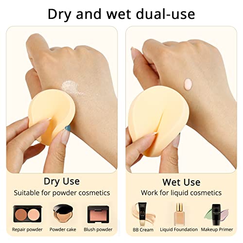 image for BEAKEY 12 Pcs Round Makeup Sponges with Air Cushion Powder Puff, Latex