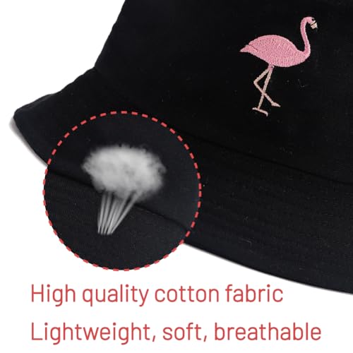 Image of Cotton Bucket Hat for Women Men Summer Travel Sun Beach Bucket Cap, Unisex Outdoor Fisherman Hat