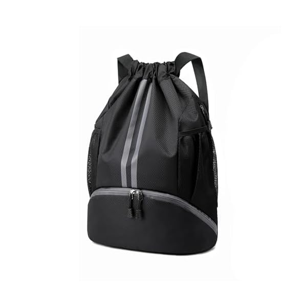 Hoedia-Drawstring-Backpack-for-Swim-Sports-Gym-Bag-Beach-Cinch-with-Shoes-Compartment-and-Wet-Proof-Pocket-for-Men-Women-Black Hoedia Sports Drawstring Backpack - String Swim Gym Bag with Shoes Compartment and Wet Proof Pocket for Women and Men