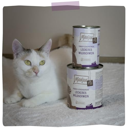 MjAMjAM - Premium Nassfutter für Katzen - Purer Fleischgenuss - leckeres Wildschwein pur, 6er Pack (6x400g), getreidefrei