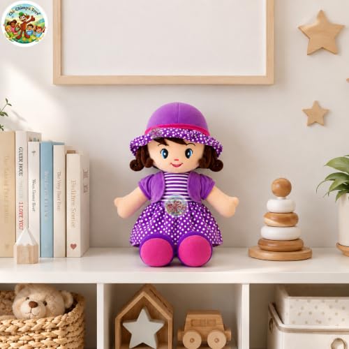 Image of Purple Curly Doll 40cm | Soft Plush Doll for Girls