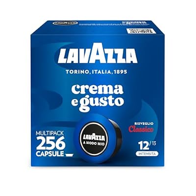 Lavazza, A Modo Mio Crema e Gusto Risveglio Classico, 256 Capsule Caffè, con Note di Cioccolato e Frutta Secca, Arabica e Robusta, Intensità 12/13, Tostatura Media, 16 Confezioni da 16 Capsule