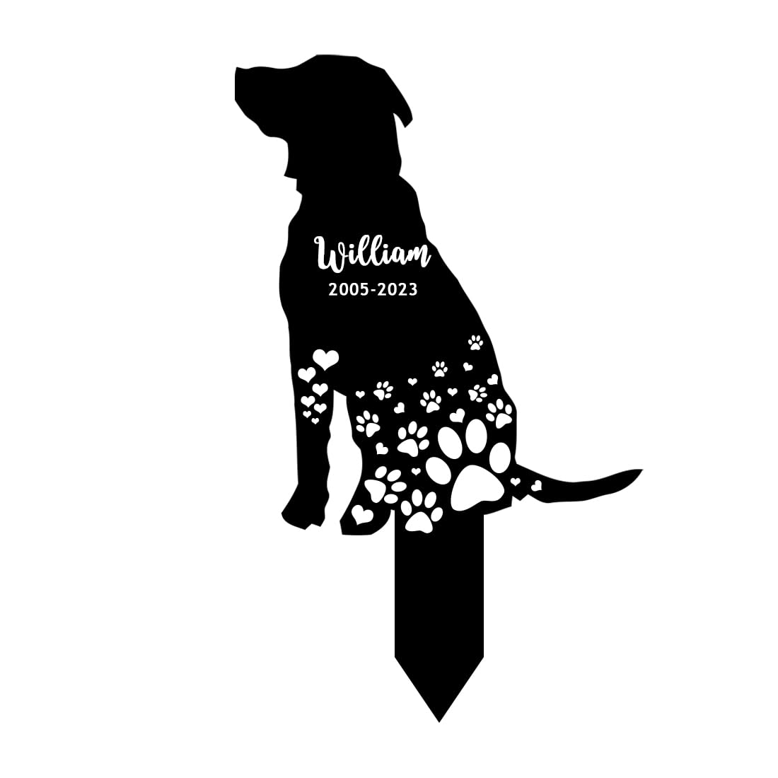 MYZQIFF Personalized Name Dog Memorial Stake, Dog Memorial Garden Stake, Dog Loss Remembrance Stake, Dog Sympathy Sign, Pet Grave Marker, Garden Grave Decor for Pets Outdoors, Flower Dog Grave Stake
