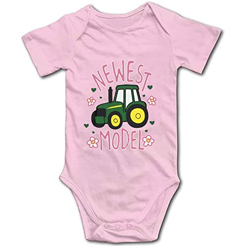 Baby Bodysuit Green Tractor Model Farmer Baby Tractor Short Sleeve 3-6 Months Pink