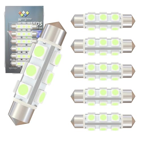 Wiseshine 44mm DC 12V 578 LED Bulb 569,561 562 212-2 6429 LED Car Bulb Ice Blue for RV Automotive Interior Dome Glove box Trunk Lights Non Polarity(Pack 6)
