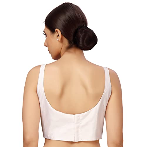 Image of Studio Shringaar Women's Polyester Sleeveless Satin Padded Saree Blouse