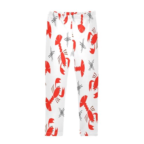 Toddler Girls Leggings Printed Yoga Pants Leggings Red Crayfish for Kids