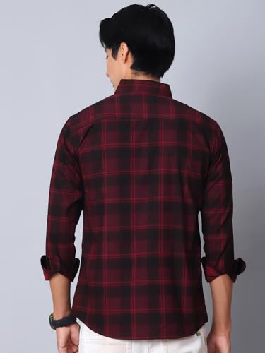 Image of Majestic Man Comfort Cotton Slim Fit Checked Casual Shirt for Men