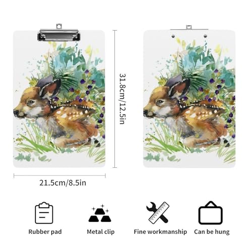 Porte document avec clip A4 cerf aquarelle pour écrire debout - 2