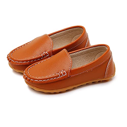 Image of SOFMUO Boys Girls Leather Loafers Slip-On Oxford Flats Boat Dress Schooling Daily Walking Shoes(Toddler /Little Kids)