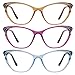 MARE AZZURO 3 Pairs Cute Rose Reading Glasses Women Cateye Readers 1.00 1.50 2.00 2.50 3.00 3.50 (1.5)
