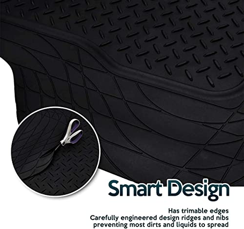 Zone Tech All Weather Rubber Semi Pattern Cargo Liner Trunk Floor Mat – Premium Quality Black Heavy Duty Cargo Trunk Floor Mat #TOP1