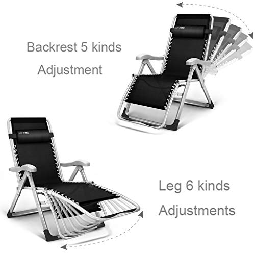 Fauteuil zero gravity portable et inclinable en noir avec structure robuste - 8