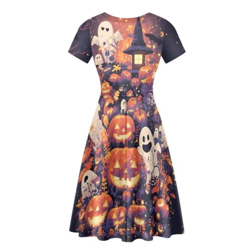 Image of Irisjudy T Shirt Dress for Women Short Sleeve Girls Short Sleeve Dress Plus Size, O Neck Knee Length Midi Dress for Ladies