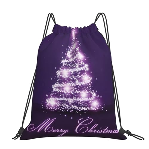 Sac à dos violet à cordon avec motif arbre de Noël pour le quotidien