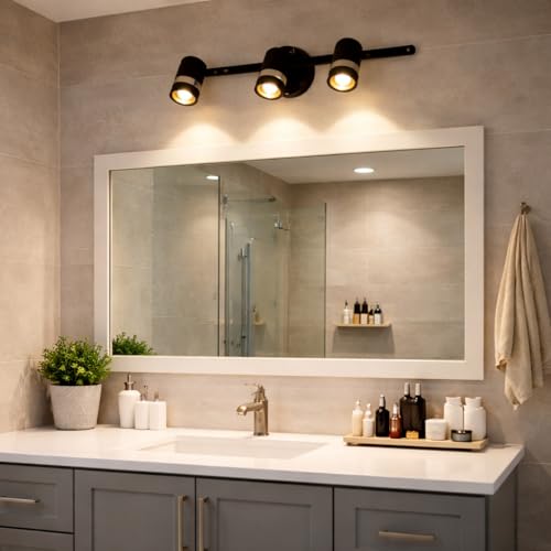 Image of TRIPPING 9watt Warm White Light Color Adjustable 3-Head LED Wall Lamp - Black & Gold Metal Body Focus Spot Light for Dressing Table, Mirror & Accent Walls (43x15x9 cm)