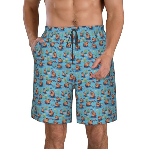Guinea Pig Illustration Print Stylish Beach Shorts Swim Trunks Lightweight Breathable Summer Outdoor Activities